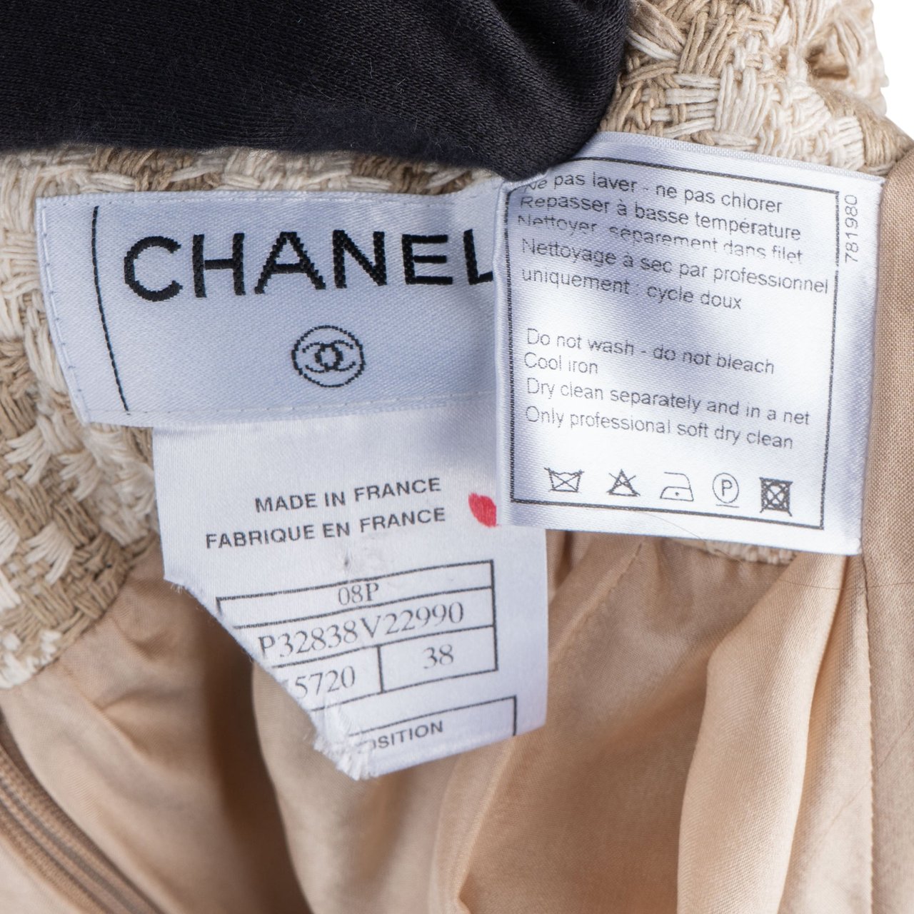 Chanel Wool Tweed Skirt (D36 / FR38) Beige