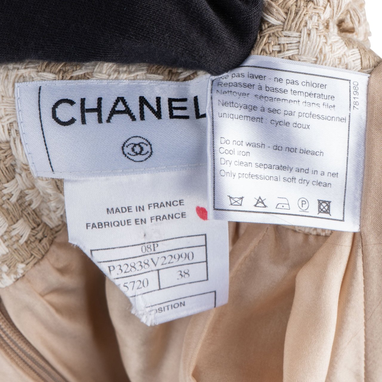 Chanel Chanel Wool Tweed Skirt (D36 / FR38) Beige