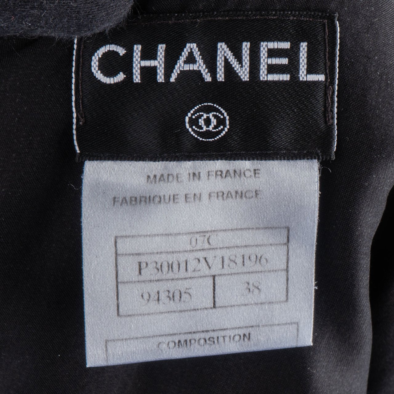 Chanel Chanel Noir Wool Skirt (D36 / FR38) Zwart