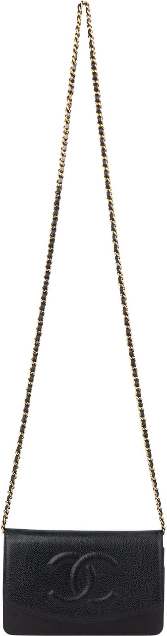 Chanel Chanel Caviar Leather CC Wallet On Chain Crossbody Bag Zwart