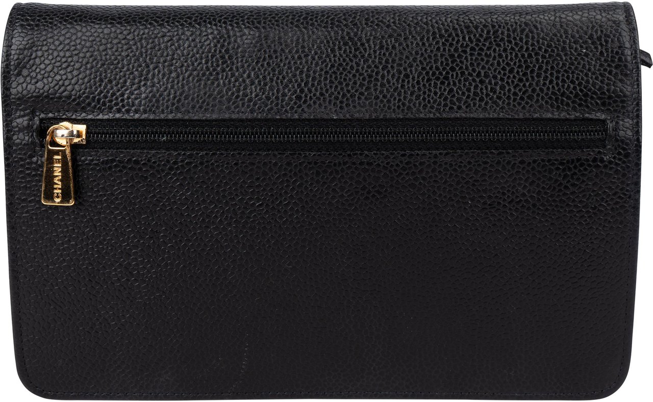 Chanel Chanel Caviar Leather CC Wallet On Chain Crossbody Bag Zwart