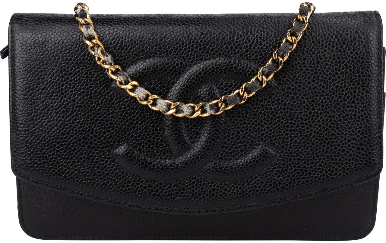Chanel Chanel Caviar Leather CC Wallet On Chain Crossbody Bag Zwart