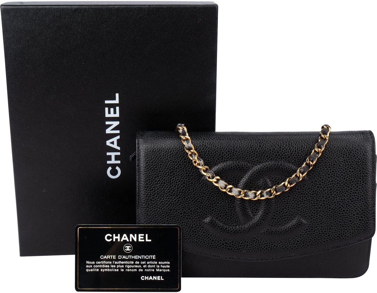 Chanel Chanel Caviar Leather CC Wallet On Chain Crossbody Bag Zwart