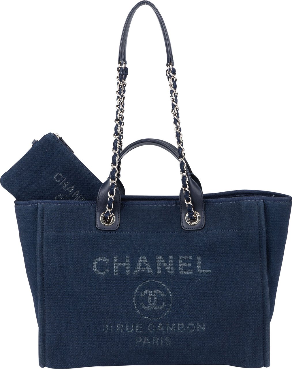 Chanel Chanel Bleu Tweed Deauville Handbag Zwart