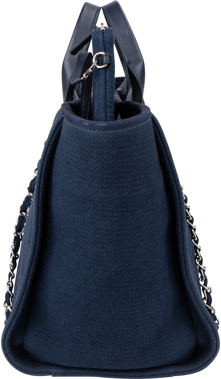 Chanel Chanel Bleu Tweed Deauville Handbag Zwart