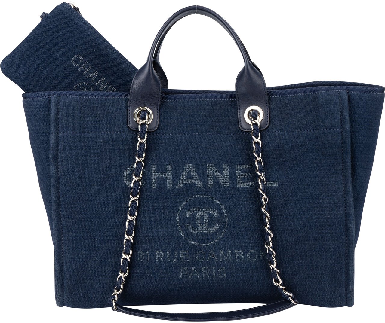 Chanel Chanel Bleu Tweed Deauville Handbag Zwart