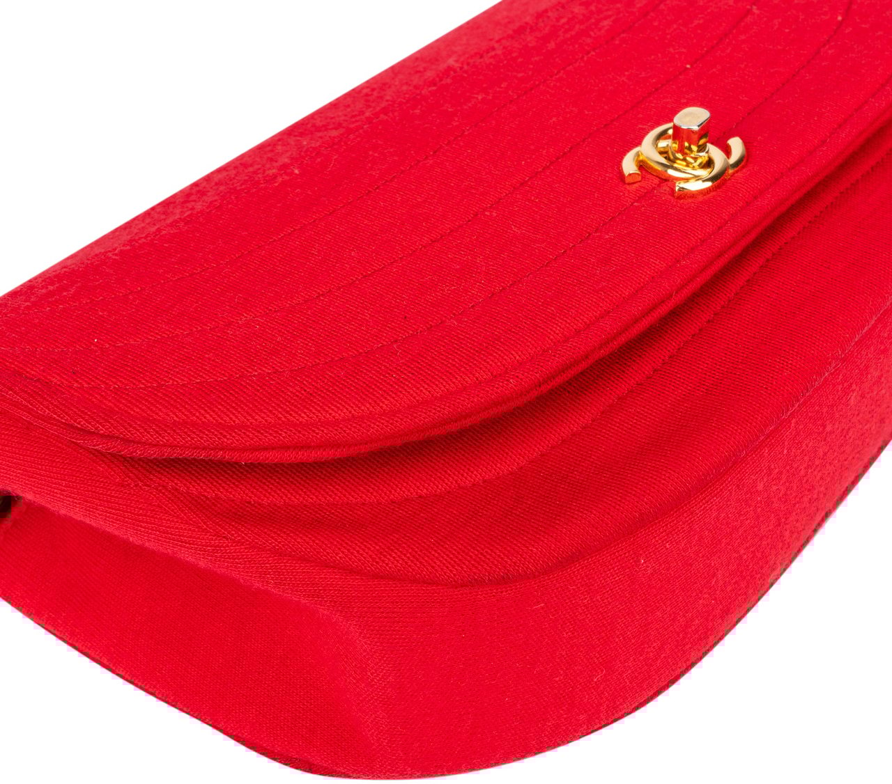 Chanel Chanel Rouge Cotton 24K Gold Halfmoon Single Flap Shoulder Bag Rood