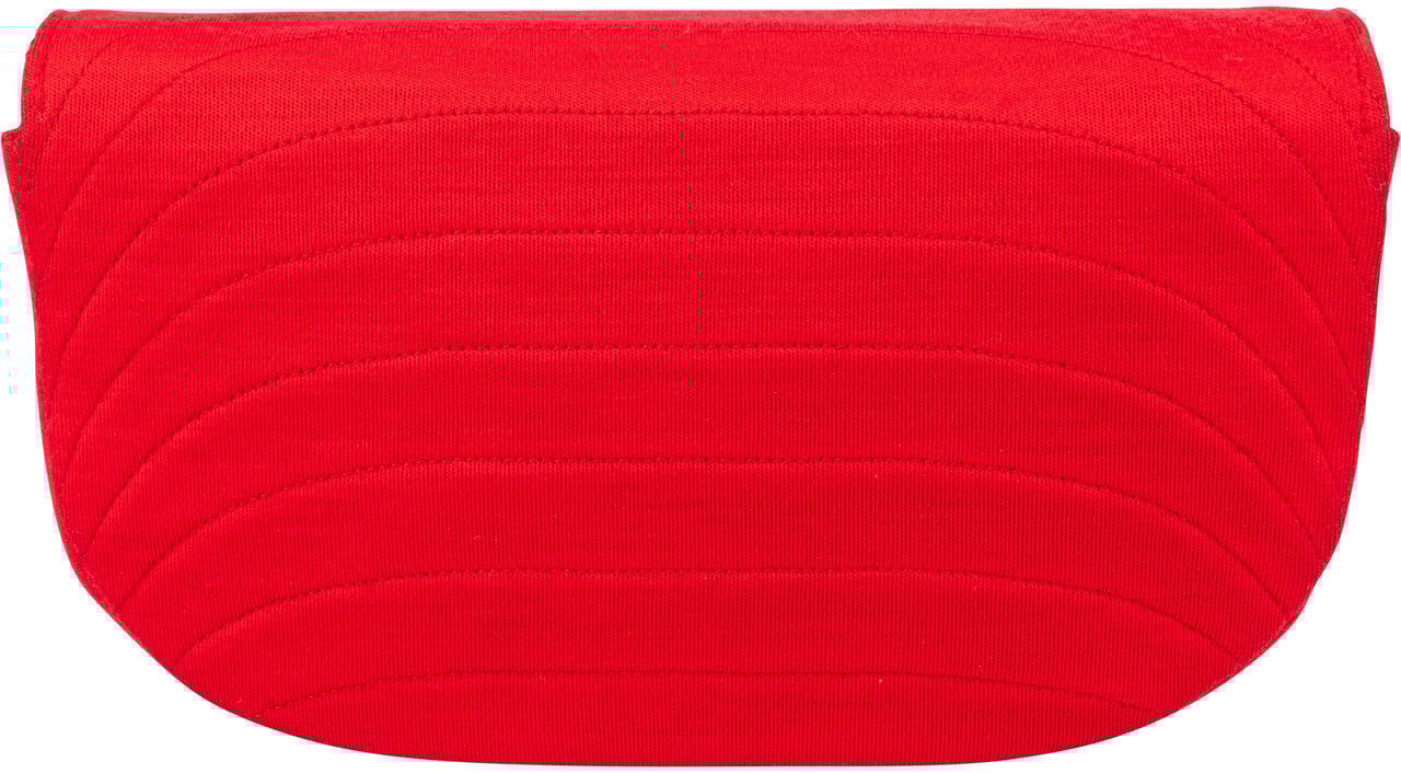 Chanel Chanel Rouge Cotton 24K Gold Halfmoon Single Flap Shoulder Bag Rood