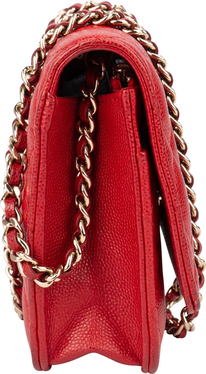 Chanel Chanel Quilted Caviar Leather Wallet On Chain Crossbody Bag Rood