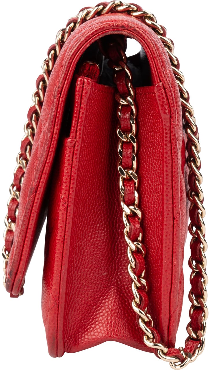 Chanel Chanel Quilted Caviar Leather Wallet On Chain Crossbody Bag Rood