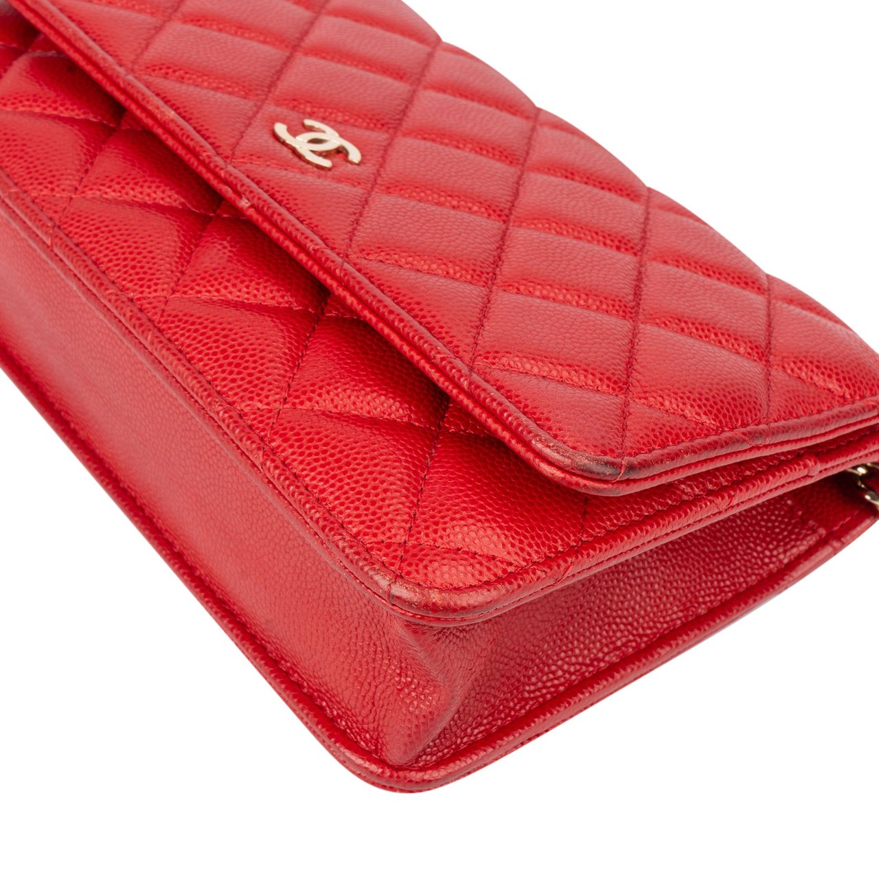 Chanel Chanel Quilted Caviar Leather Wallet On Chain Crossbody Bag Rood