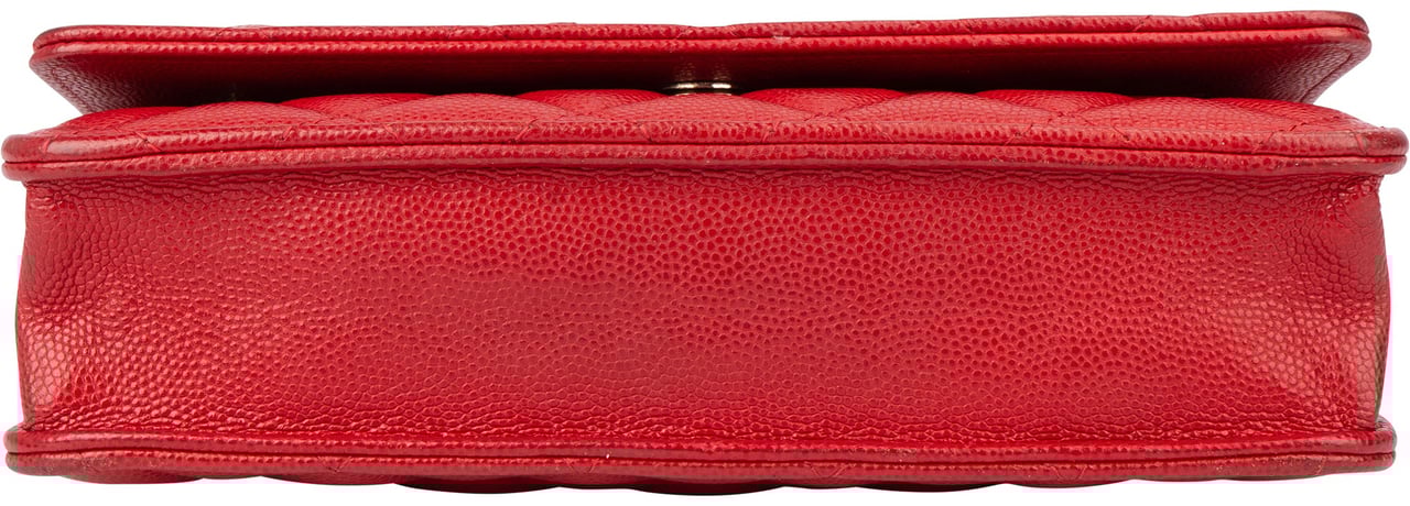 Chanel Chanel Quilted Caviar Leather Wallet On Chain Crossbody Bag Rood