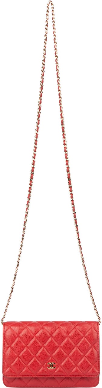 Chanel Chanel Quilted Caviar Leather Wallet On Chain Crossbody Bag Rood