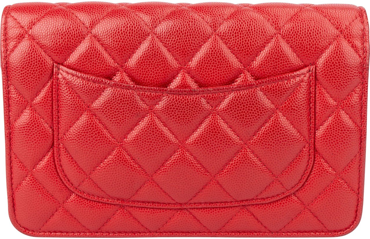 Chanel Chanel Quilted Caviar Leather Wallet On Chain Crossbody Bag Rood