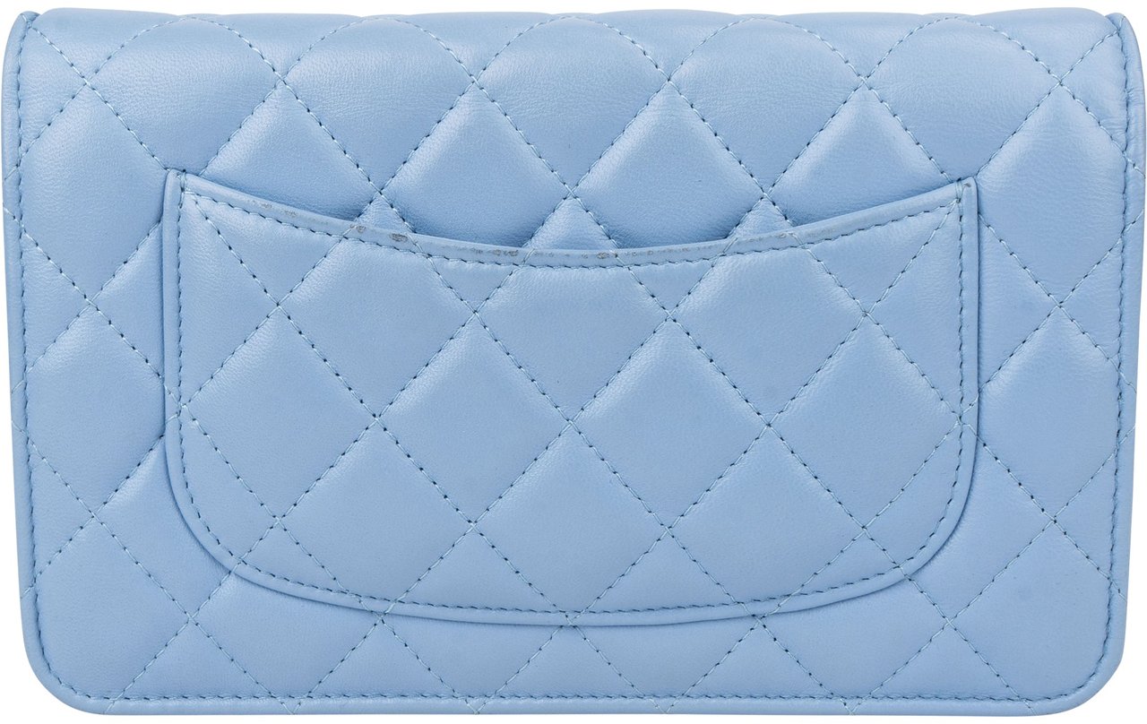 Chanel Chanel Quilted Lambskin Wallet On Chain Crossbody Bag Blauw