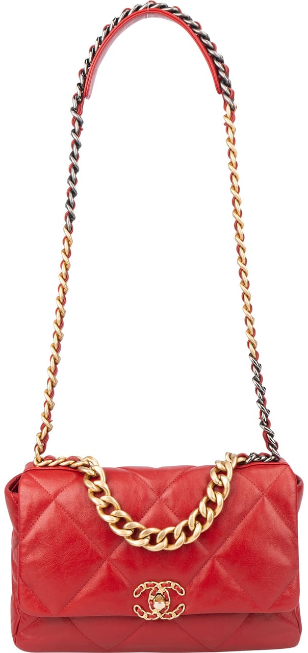 Chanel Chanel 19 Quilted Lambskin Single Flap Crossbody Bag Rood