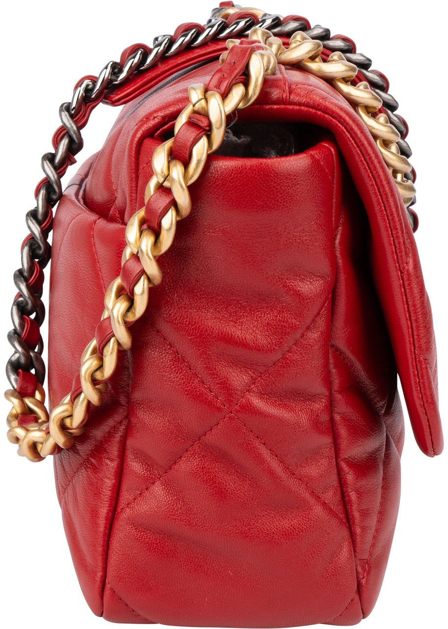 Chanel Chanel 19 Quilted Lambskin Single Flap Crossbody Bag Rood