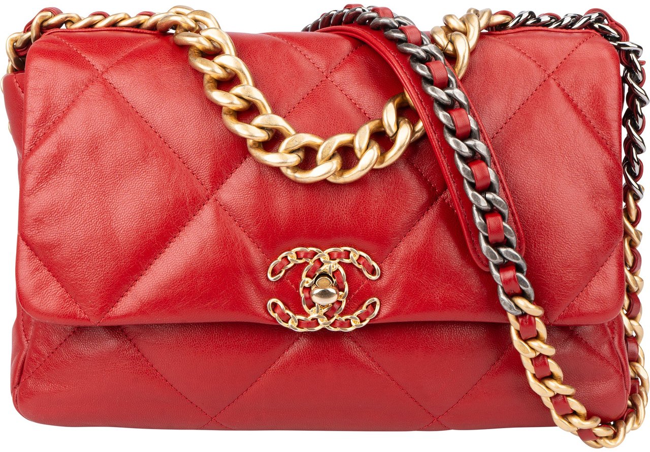 Chanel Chanel 19 Quilted Lambskin Single Flap Crossbody Bag Rood