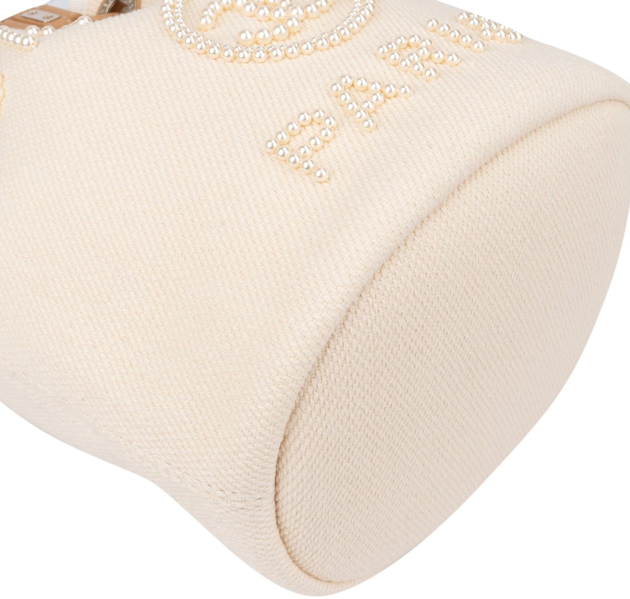 Chanel Chanel Cotton Deauville Pearl Bucket Crossbody Bag Wit