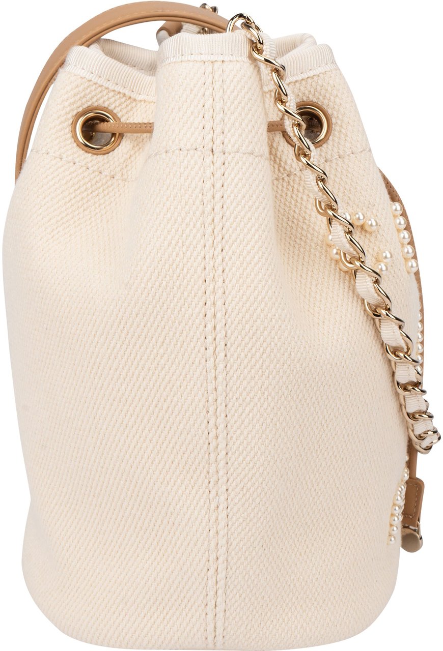 Chanel Chanel Cotton Deauville Pearl Bucket Crossbody Bag Wit