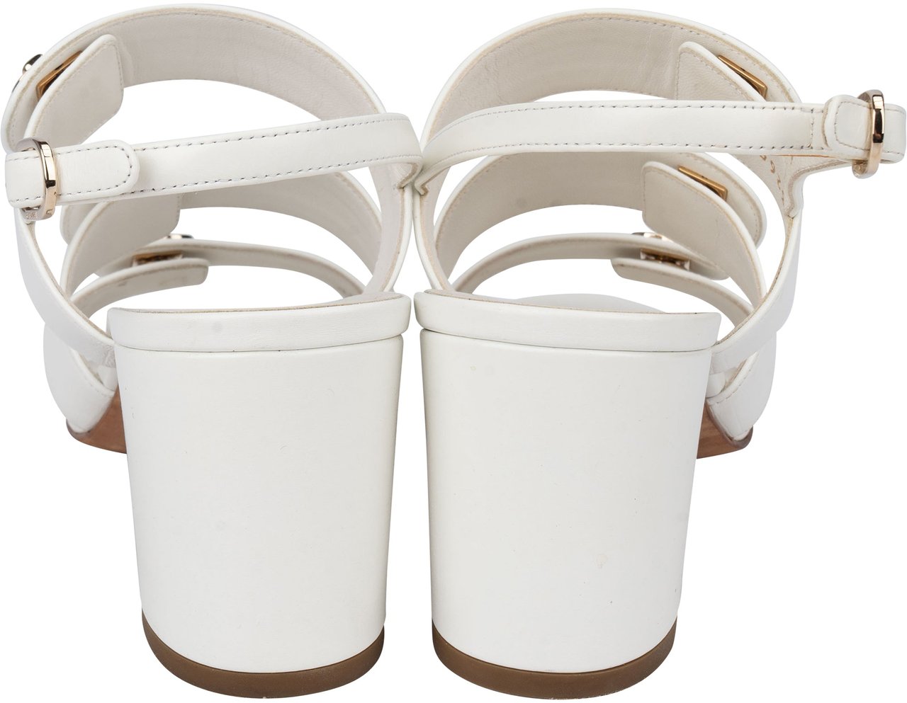 Chanel Chanel White Leather Triple Turnlock Sandals (37,5) Beige