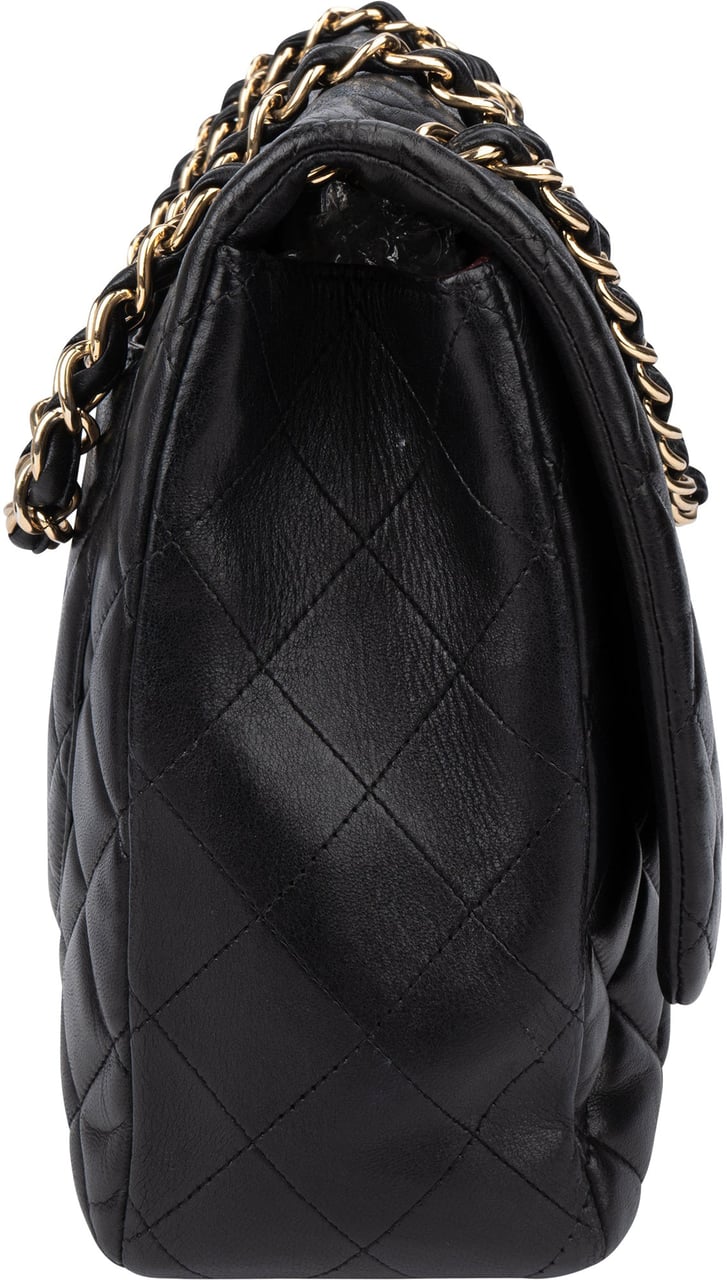 Chanel Chanel Quilted Lambskin Maxi Single Flap Crossbody Bag Zwart