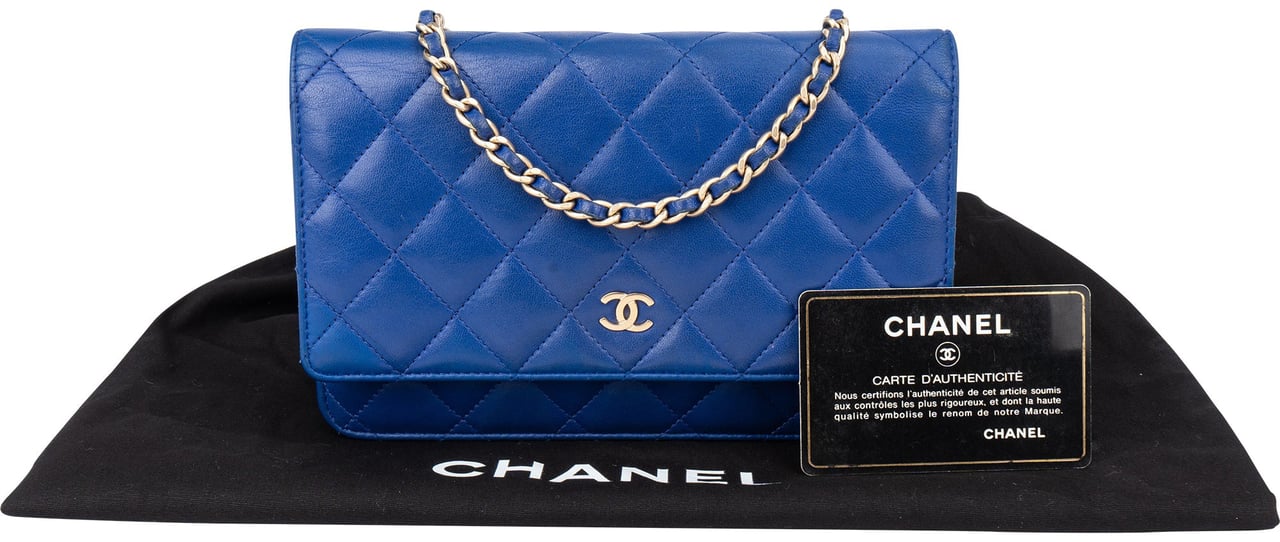 Chanel Chanel Quilted Leather Wallet On Chain Crossbody Bag Blauw