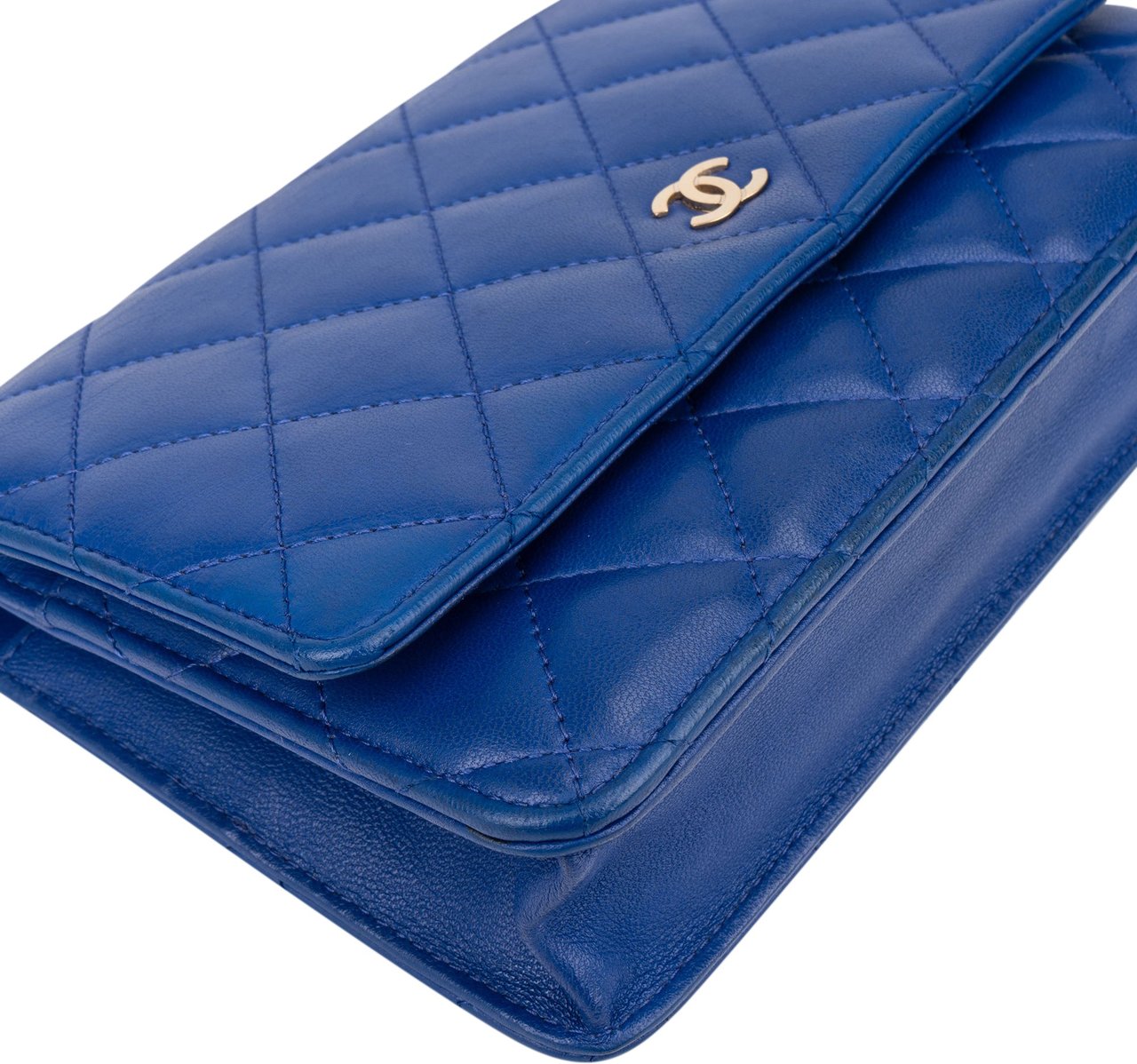 Chanel Chanel Quilted Leather Wallet On Chain Crossbody Bag Blauw