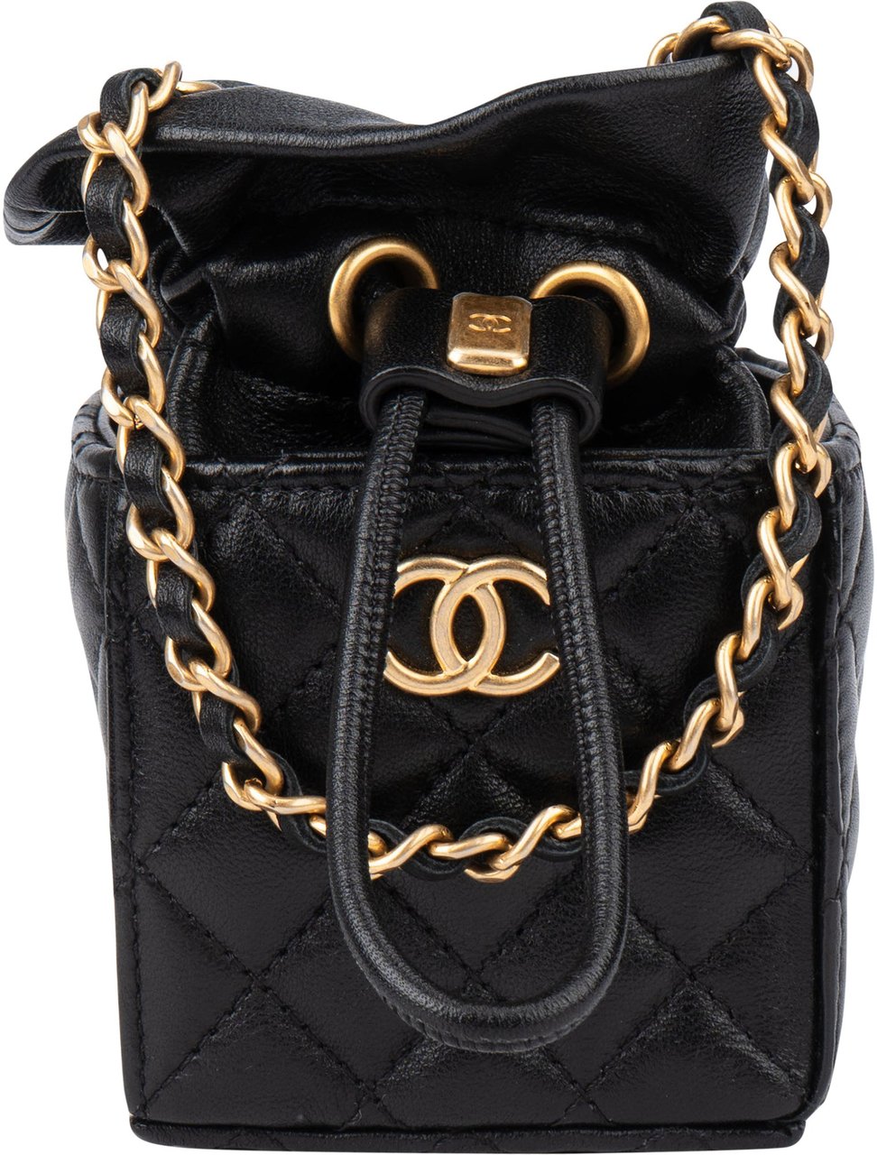 Chanel Chanel Quilted Leather Micro Cube Crossbody Bag Zwart