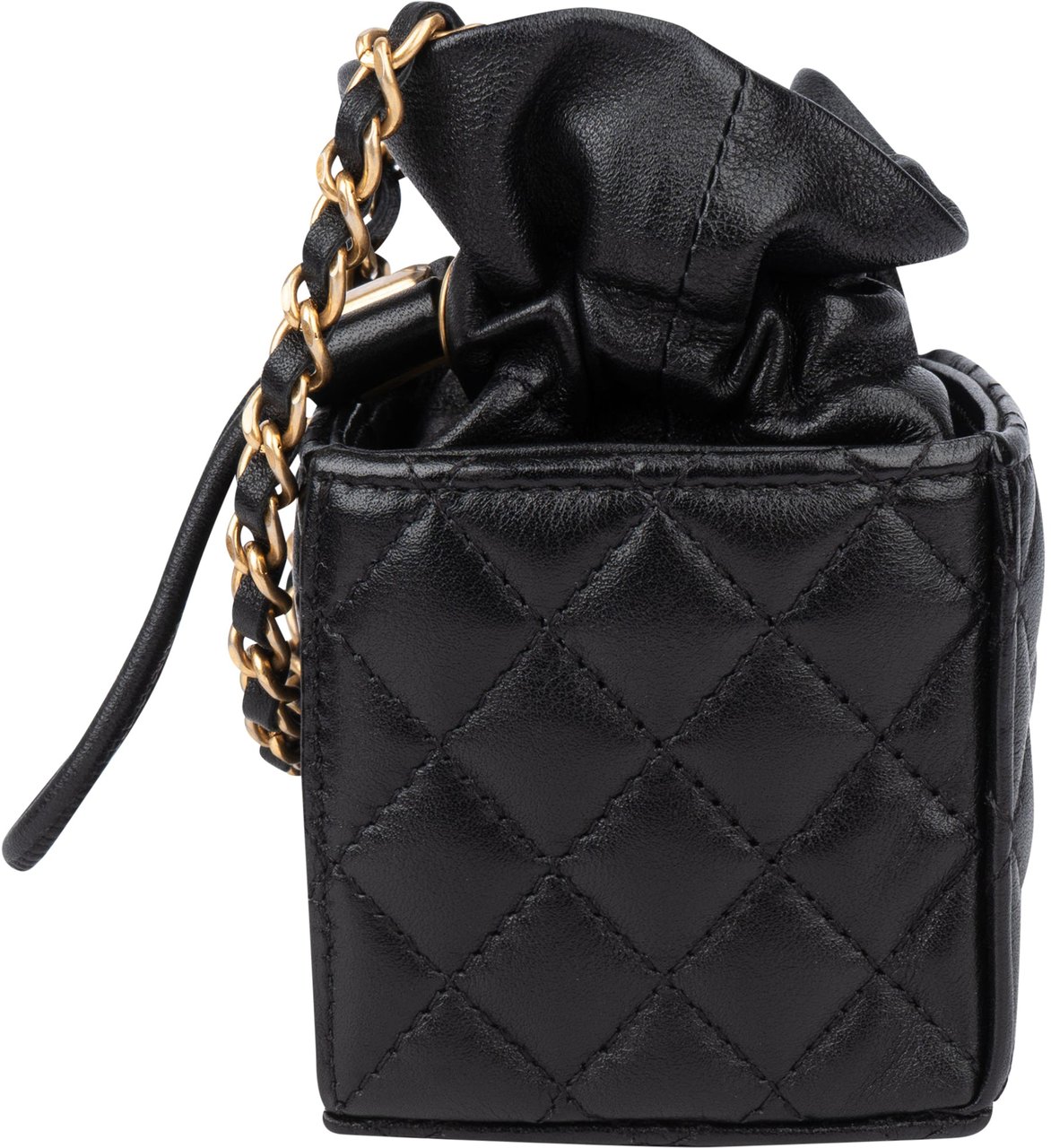 Chanel Quilted Leather Micro Cube Crossbody Bag Zwart