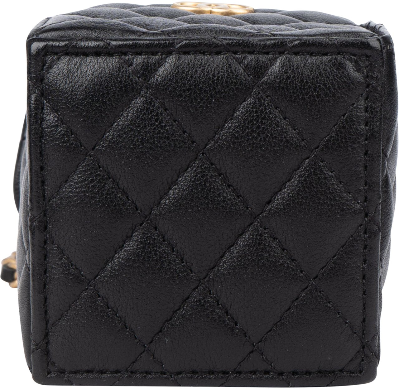 Chanel Quilted Leather Micro Cube Crossbody Bag Zwart