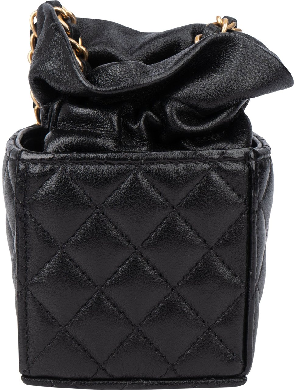 Chanel Quilted Leather Micro Cube Crossbody Bag Zwart