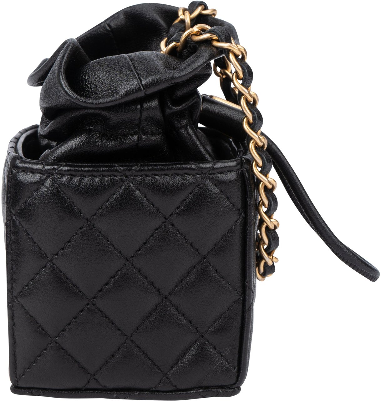 Chanel Quilted Leather Micro Cube Crossbody Bag Zwart