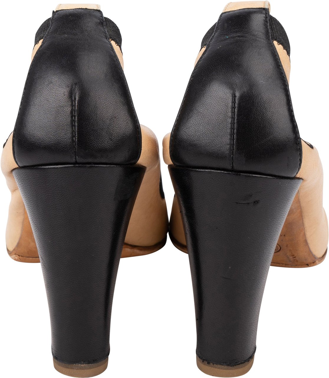 Chanel Chanel Bicolot Leather Stretch Heels (38) Beige