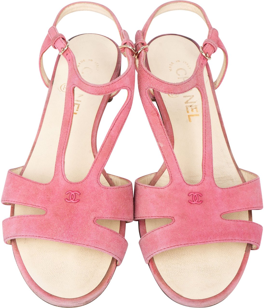 Chanel Chanel Pink Suede CC Sandals (38) Rood