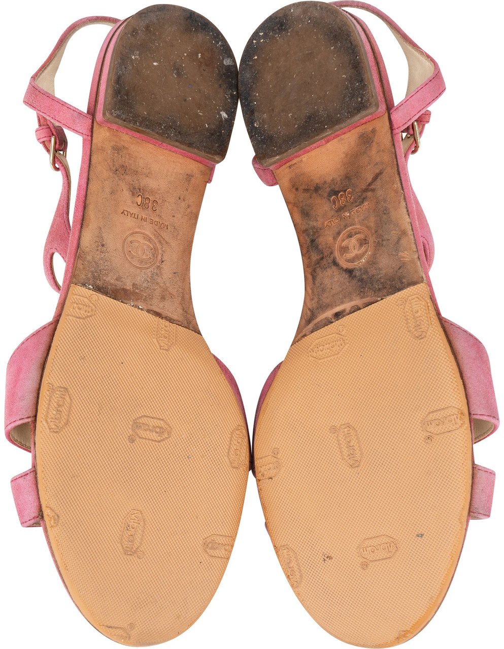 Chanel Chanel Pink Suede CC Sandals (38) Rood