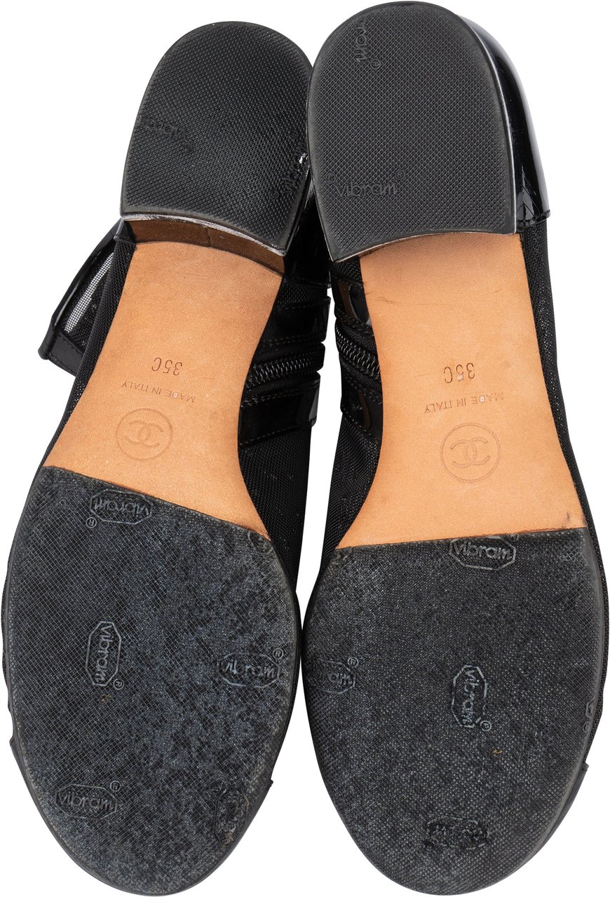 Chanel Mesh Glitter CC Ankle Shoes (35) Zwart