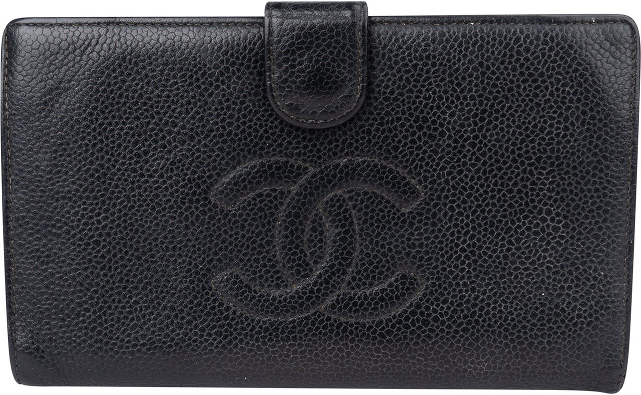 Chanel Cavair Leather CC Wallet Zwart