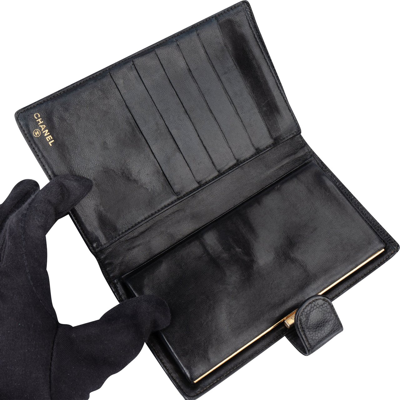 Chanel Cavair Leather CC Wallet Zwart