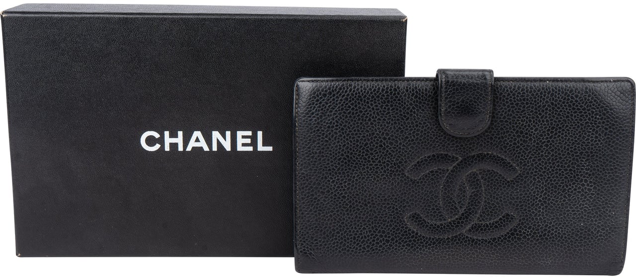 Chanel Cavair Leather CC Wallet Zwart