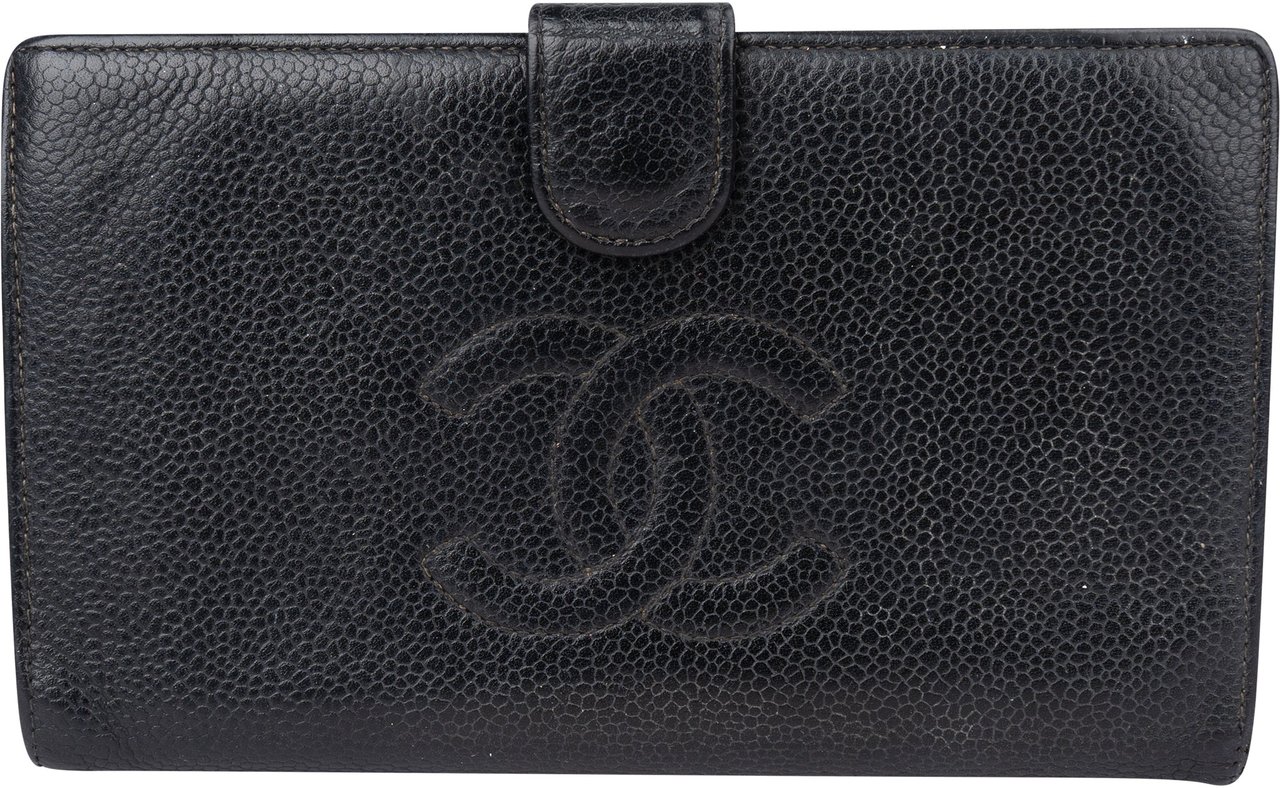 Chanel Chanel Cavair Leather CC Wallet Zwart