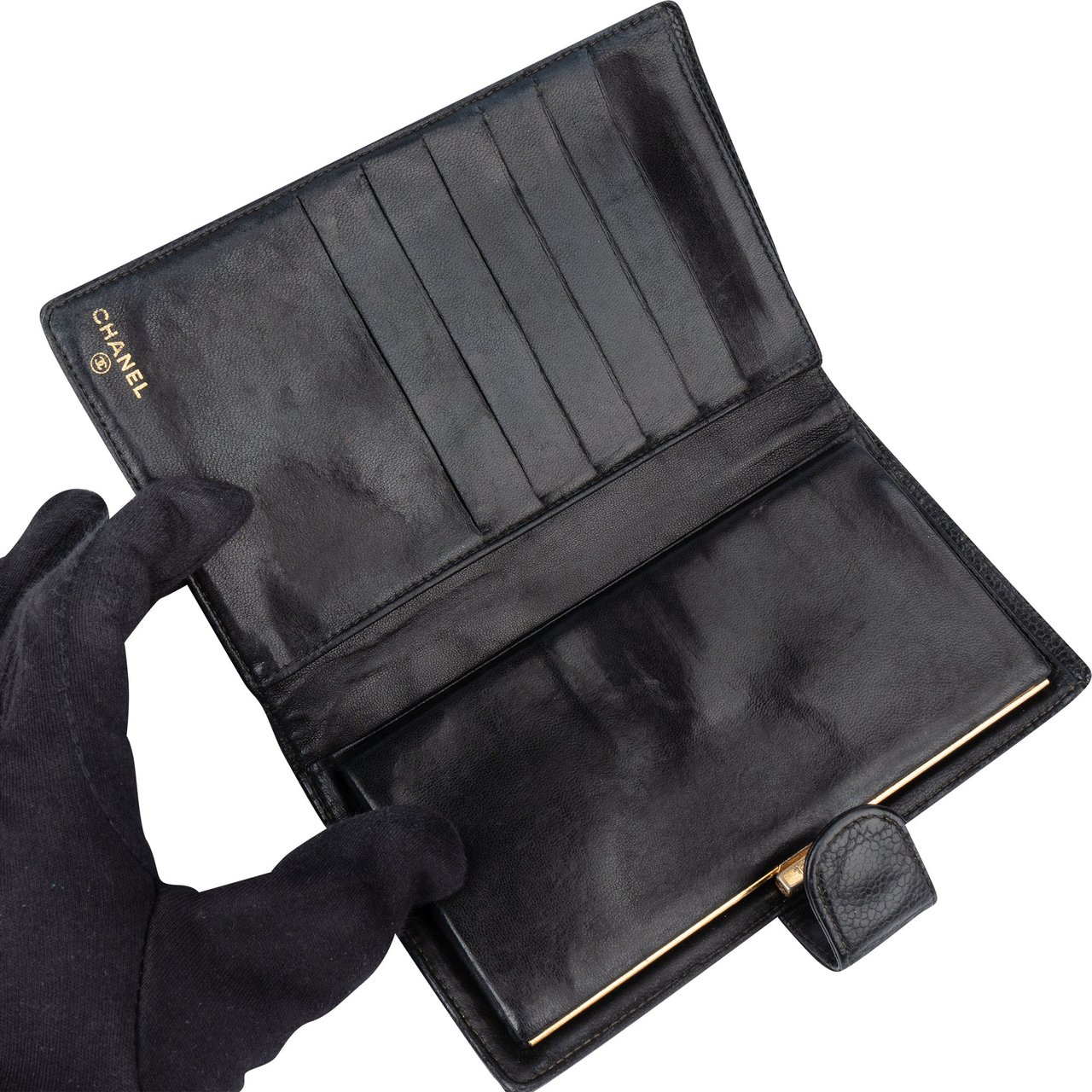 Chanel Chanel Cavair Leather CC Wallet Zwart