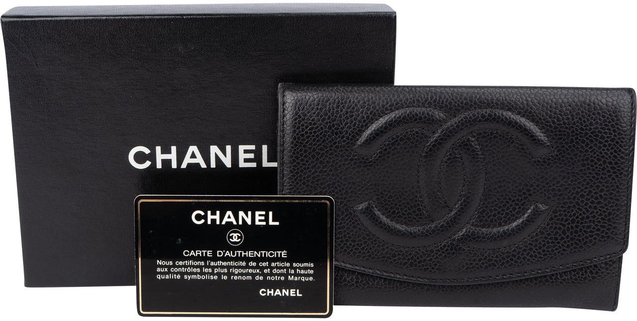Chanel Chanel Caviar Leather CC Wallet Zwart
