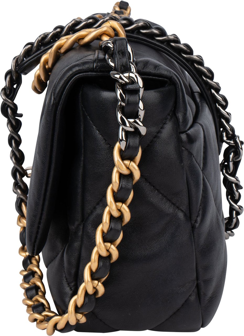 Chanel Chanel 19 Quilted Lambskin Single Flap Crossbody Bag Zwart