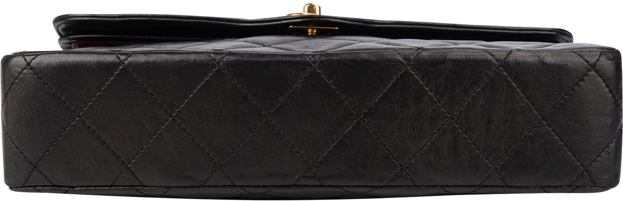 Chanel Chanel Quilted Lambskin 24K Gold Double Flap Shoulder Bag Zwart