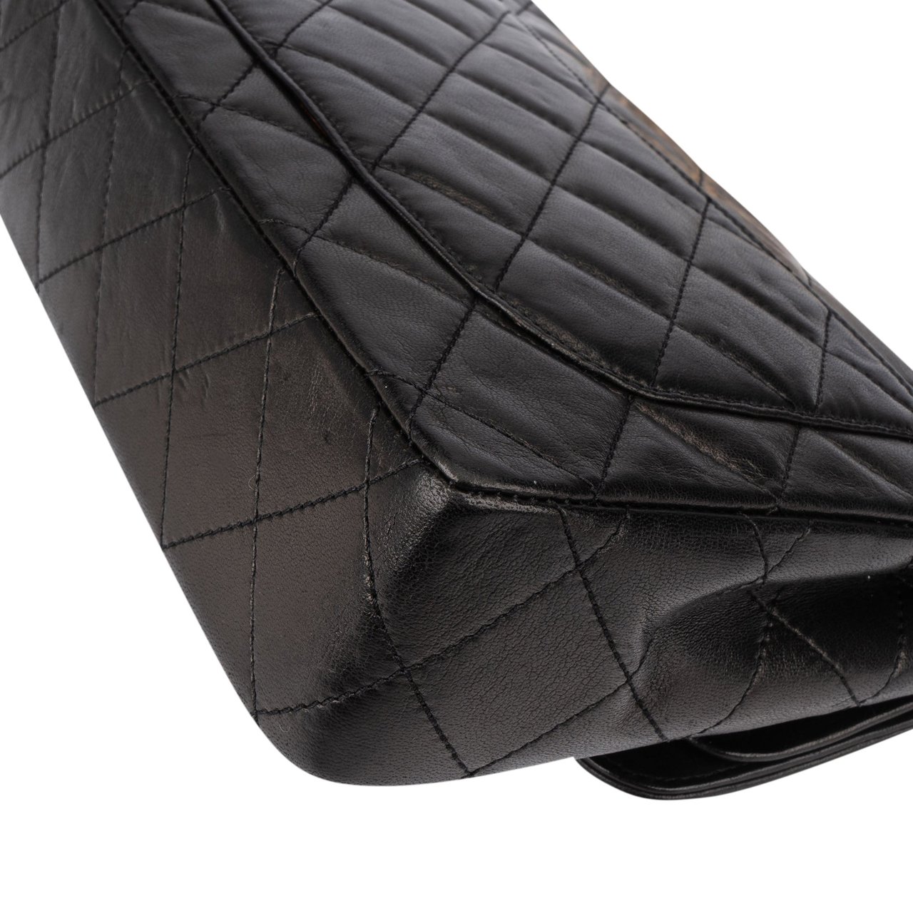 Chanel Chanel Quilted Lambskin 24K Gold Double Flap Shoulder Bag Zwart