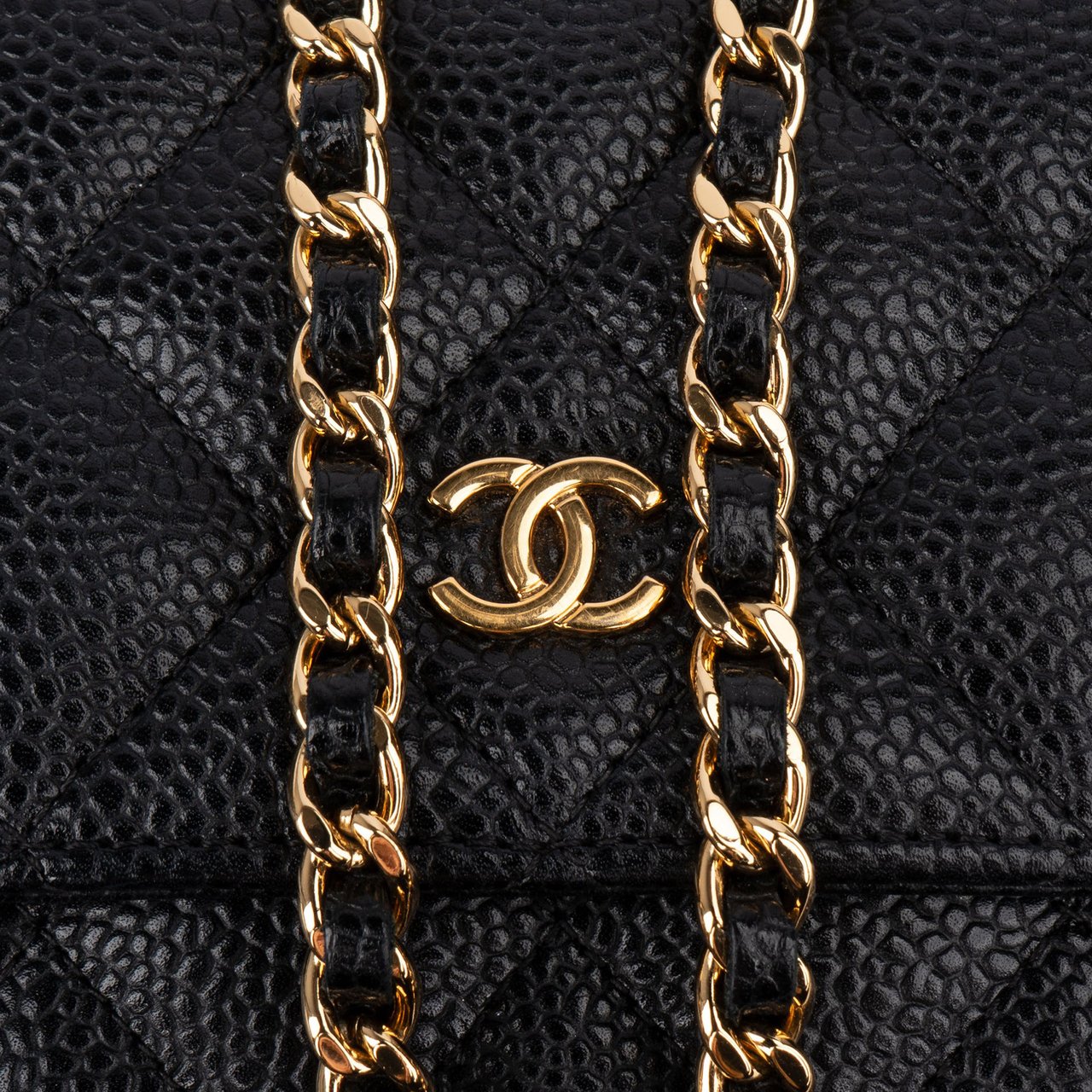 Chanel Chanel Quilted Caviar Leather Wallet On Chain Crossbody Bag Blauw