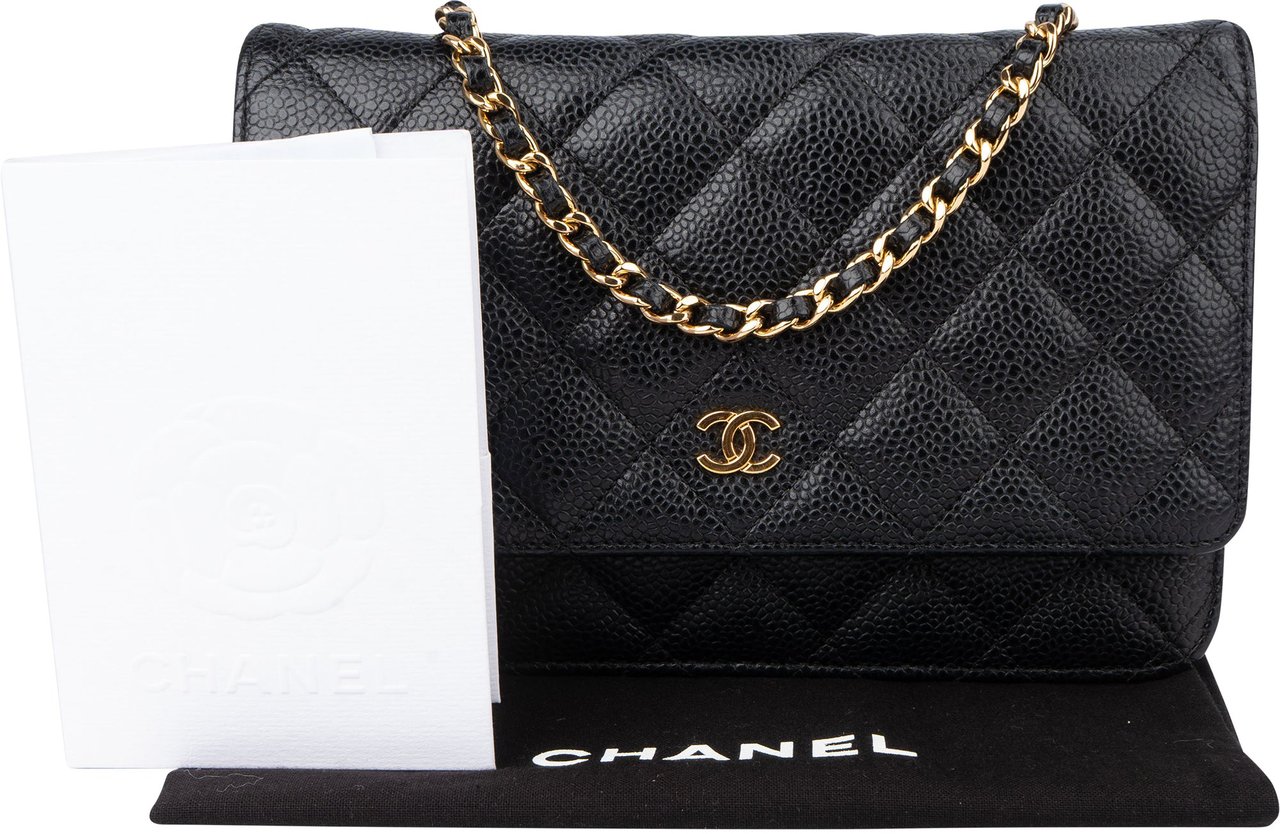 Chanel Chanel Quilted Caviar Leather Wallet On Chain Crossbody Bag Blauw
