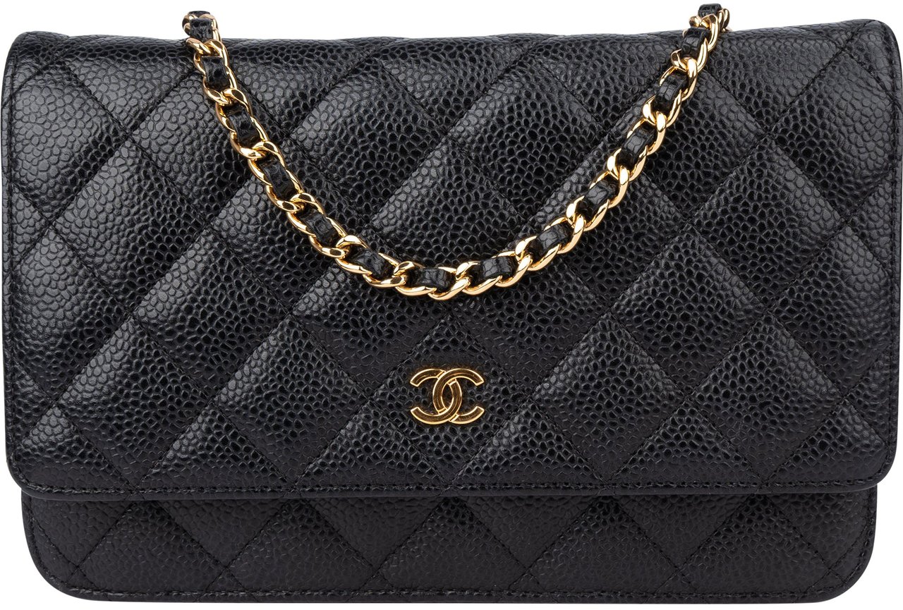 Chanel Chanel Quilted Caviar Leather Wallet On Chain Crossbody Bag Blauw