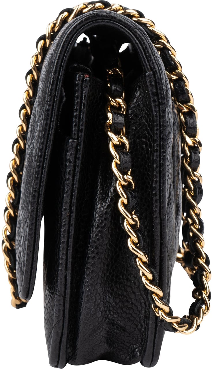 Chanel Chanel Quilted Caviar Leather Wallet On Chain Crossbody Bag Blauw